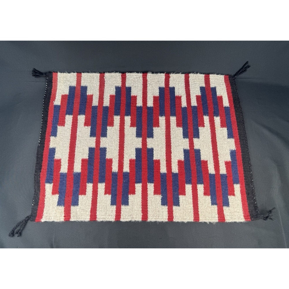 Wool Rug Wall‎ Hanging Handwoven Southwestern Geometric 24.5 x 18 Vintage